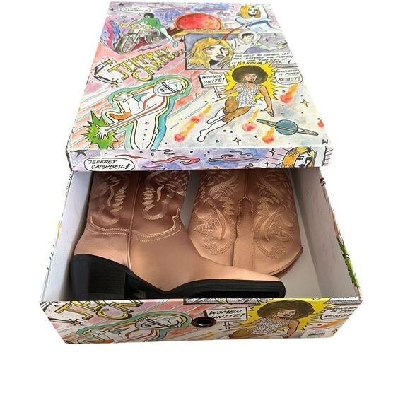 Jeffrey Campbell Dagget Rose Gold Satin Cowboy Boots | Size 6.5 - Picture 7 of 11